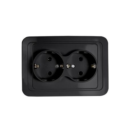 Розетка 2-местн. с заземл. CLASSICO IP20 2128В черн. IN HOME 4690612061122