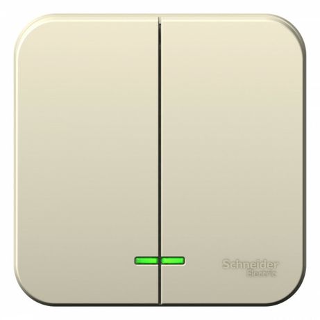 Выключатель 2-кл. ОП Blanca 6А IP20 (сх. 5) 250В с подсветкой молочн. SE BLNVA065102 APC