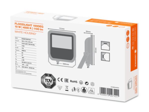 Прожектор светодиодный ДО-10Вт 4000К 1100Лм IP65 белый LEDVANCE | 4058075097421 Osram