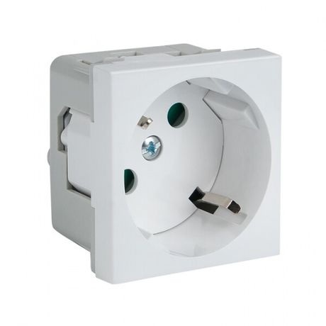 Розетка 45х45 PRO, с заземлением, белая , 45 град | E6MR16-028-10-45 EKF
