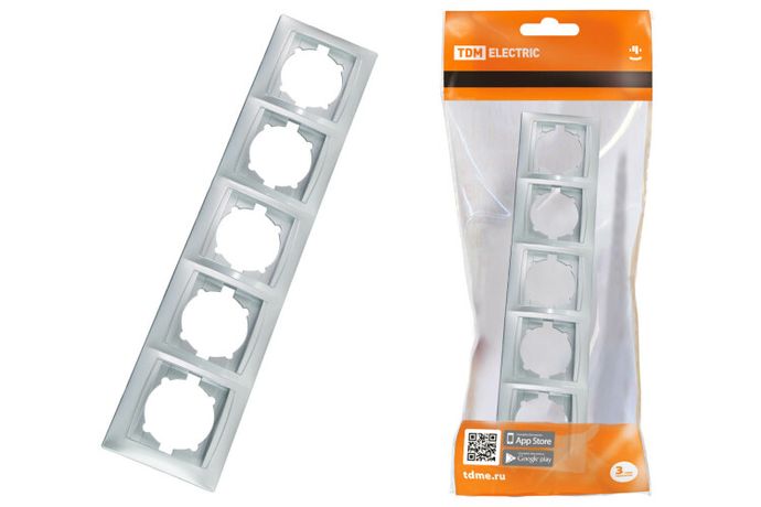 Рамка 5-ти постовая горизонтальная серебр. металлик "Лама" | SQ1815-0237 TDM