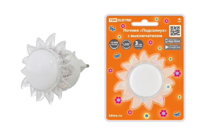 Ночник "Подсолнух" с выключателем, 0,4 Вт, 220 В | SQ0357-0031 TDM
