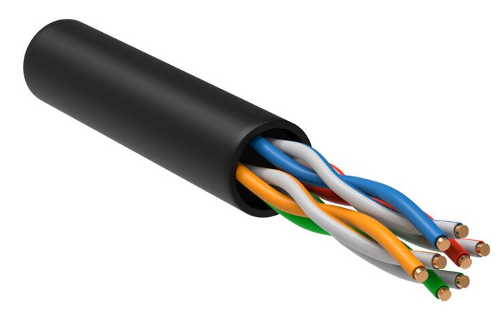 Кабель связи витая пара U/UTP 5E 4х2х24AWG solid LDPE черн. РФ (уп.305м) ITK LC3-C5E04-139-R IEK