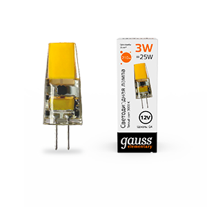 Лампа светодиодная LED 3 Вт 210 лм 3000К капсула теплый G4 AC/DC 12В силиконовая низковольтная Elementary Gauss - 18713