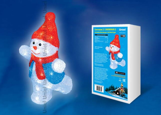 Гирлянда светодиодная "Снеговик-2" ULD-M2234-040/STA WHITE SNOWMAN-2 40 LED 22х17х34см бел. IP20 Uniel 11030