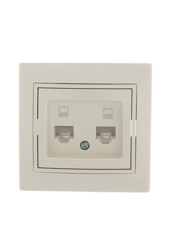 Розетка компьютерная 2-м СП Mira RJ45 16А IP20 со вставкой крем. LEZARD 701-0303-141