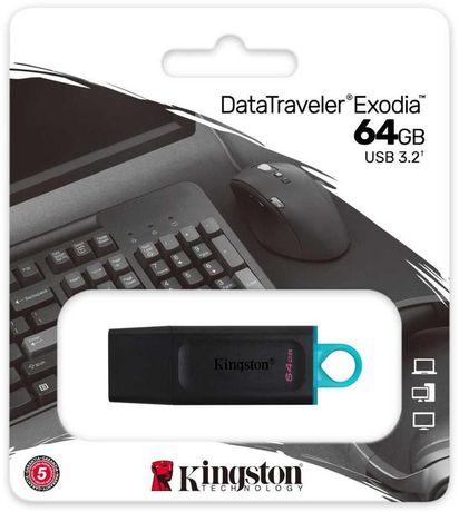 Флеш-диск 64Гбайт DataTraveler Exodia DTX/64Гбайт USB3.1 черн./голуб. KINGSTON 1424000