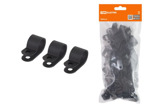 Скоба нейлоновая крепежная СКН-6 черная (100 шт) | SQ0514-0212 TDM