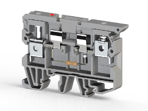 Клеммник с держ. предохр. (5х20 5х25) индикацией 110В AC на DIN-рейку 6кв.мм сер. ASK 2LD (110 VAC) Klemsan 351519