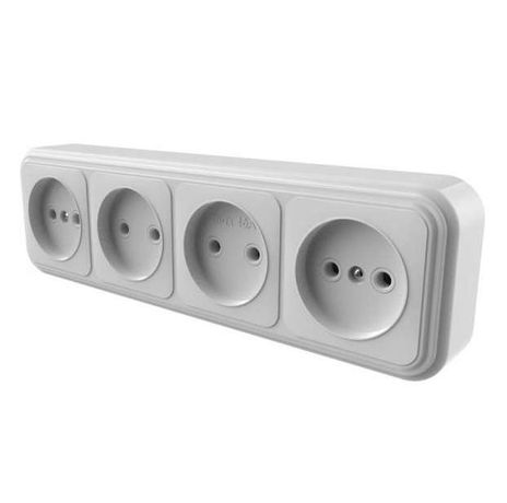 Розетка 4-м ОП Викинг без заземл. бел. БЕЛТИЗ RA16-464-Б Bylectrica