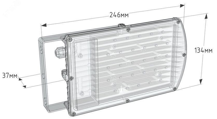 Светильник светодиодный ДО-40Вт, IP65, 5000К, 4000Лм, 80 град., 220В, Turtle LP-02 - LP02-040-W80-220VAC-IP65 Атон
