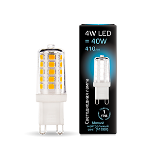 Лампа светодиодная Black 4Вт капсульная 4100К нейтр. бел. G9 410лм 220В керамика GAUSS 107309204