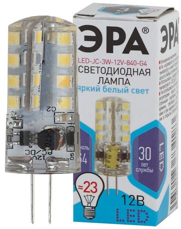 Лампа светодиодная LED 3 Вт 240Лм 4000К капсула нейтральный G4 12В JC-3W-12V-840-G4 Standart - Б0033194 ЭРА