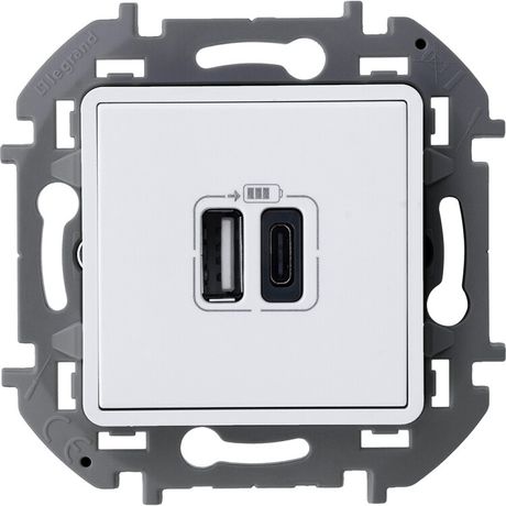 Устройство зарядное Inspiria с 2-мя USB разьемами A и C 240В / 5В 3000мА бел. Leg 673760 Legrand