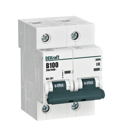 Автоматический выключатель 2Р 100А х-ка B ВА-201 10кА | 13039DEK DEKraft APC