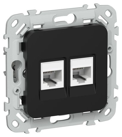 Розетка компьютерная 2-м СП FLITE РК6-2-0-ФлЧ RJ45 кат.6 UTP механизм черн. IEK FI-K22-2-K02 IEK арт. FI-K22-2-K02