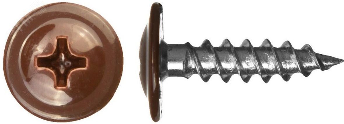 Саморез металл/металл 4.2х16 пресс-шайба острый RAL8001 - 321874 Руфкомплект