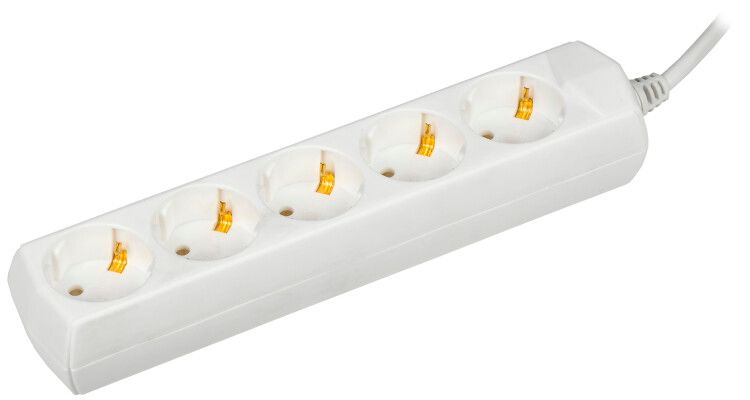 Удлинитель бытовой У05 5 мест 2P+PE/1.5м 3х1мм2 10А/250В GENERICA - WYP10-10-05-D15-Z-G IEK