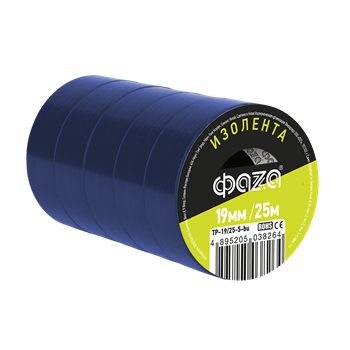 Изолента ПВХ ФАZА 19мм * 25м синяя (спайка по 5) арт.5038264 ФАЗА