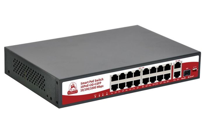 Коммутатор неуправляемый 18 портов RJ45/SFP 10 100 1000 Мб/с РоЕ 250Вт - 00090441 SarmaTT SR-PS1621GBL SarmatT арт. 00090441