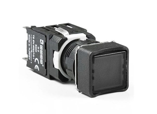 Кнопка нажимная возвратная квадратная (1НО) черн. EMAS D100KDH