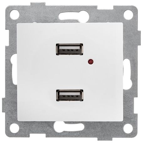 Розетка USB Bravo, механизм, двойной, белый - С10USB2-001 GUSI