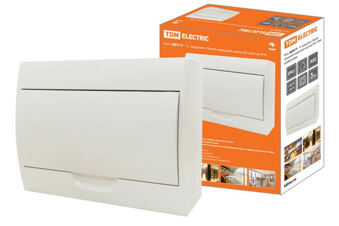 Бокс пластиковый навесной ЩРН-П-12 модулей с белой крышкой, навесной, пластик IP41 | SQ0903-0004 TDM