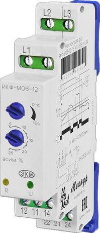 Реле контроля трехфазного линейного напряжения РКФ-М06-12-15 AC400В УХЛ2 (спец.) Меандр A8302-16934867