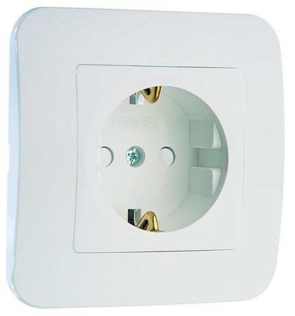 Розетка 1-м СП Lillium N 10А с заземл. защ. шторки бакелит бел. Makel 55058