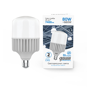 Лампа светодиодная LED 80 Вт 7200 лм 6500К AC180-240В E40 цилиндр Т140 холодная Elementary Gauss - 63438