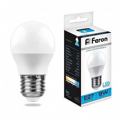 Лампа светодиодная LB-550 (9W) 230V E27 6400K G45 | 25806 FERON