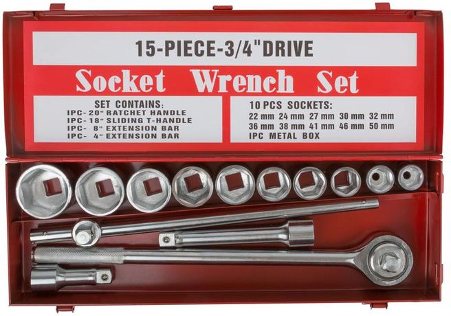 Набор вороток (трещотка) 3/4'' + головки 22-50 мм, 14 шт - 62470 РОС