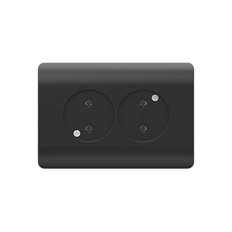 Розетка б/з со шторками двойная, 16А, черный(NEW3-E) | 431492 CHINT