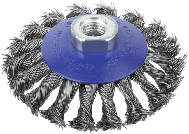 Щетка для УШМ М14 тип "Тарелка" крученая проволока 0.5мм 100мм блист. Profi Cutop 82-905 РОС