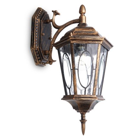 Светильник садово-парковый PL161 60W 230V E27 200*250*425мм черное золото (малый, на стену вниз) | 11328 FERON