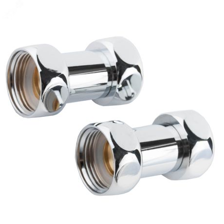 Комплект соединений для полотенцесушителя прямой гайка/гайка 1-1/4'х1' хром - 4627201607003 ДВИН