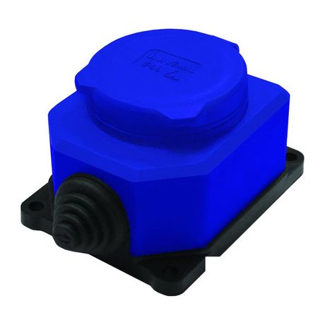 Розетка настенная 1-м 1ф "КОМПАКТ" с загл IP44 16А каучук синий UNIVersal 3047 Союз