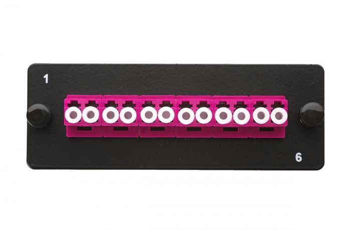 Комплект планка Q-SLOT с 6 адаптерами дуплекс LC OM4, монтажные шнуры, КДЗС, | 38M-40-2L-06BL Eurolan