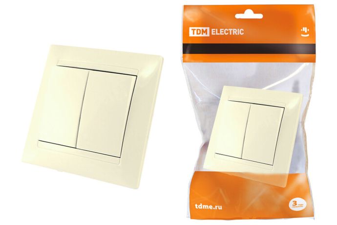 Выключатель 2-х кл. 10А сл. кость "Лама" | SQ1815-0102 TDM