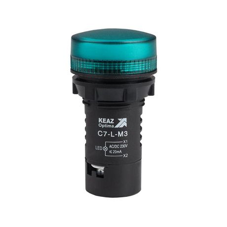 Лампа светодиодная OptiSignal Compact D22 C7-L-M3 зеленая 230 В AC/DC XB7EV03MP | 362160 КЭАЗ 362159