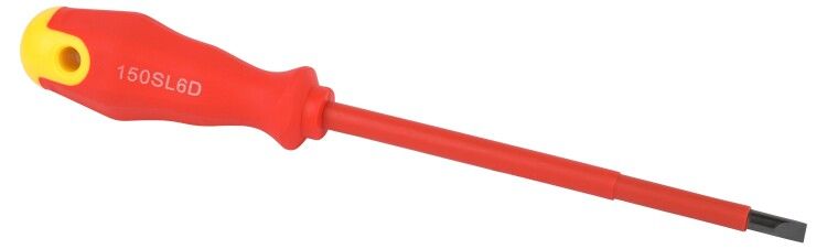 Отвертка шлицевая SL6х150 мм диэлектрическая до 1000 В двухкомпонентная рукоятка - Б0055877 ЭРА