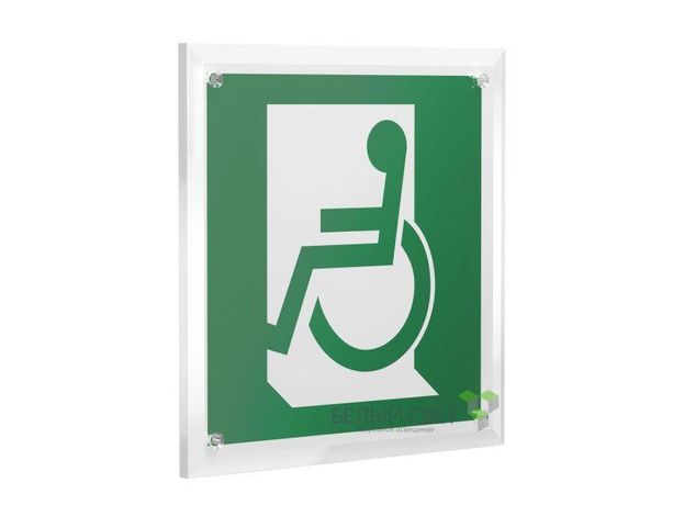 Знак безопасности PT-22228.E60-01"Выход для МГН здесь (левосторонний)" Белый свет a21596 BS