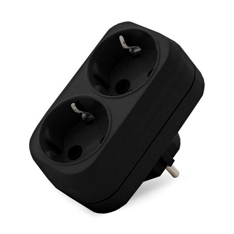 Разветвитель UNIVersal 2гн. с/з плоский черный 16А 250В (еврослот) - 1933 Союз