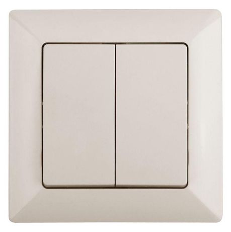 Переключатель Solo 4-107-02 двухклавишный 10А-250В, IP20, СУ, слоновая кость | Б0053610 Intro ЭРА