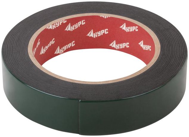 Лента монтажная клейкая на вспененной основе 25ммх5м черн. КУРС 11789