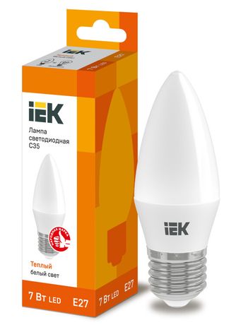 Лампа светодиодная LED 7вт Е27 тепло-белый матовая свеча ECO - LLE-C35-7-230-30-E27 IEK