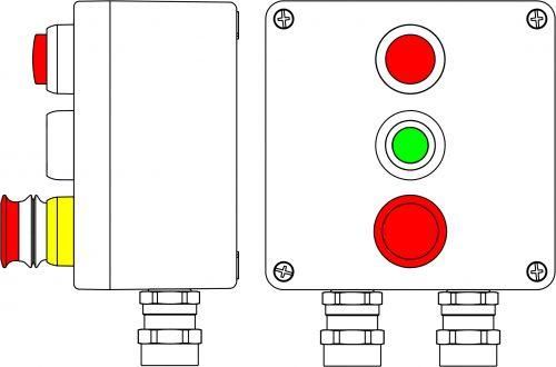 Взрывозащищенный пост управления из алюминия CPE-A-17 -(2xP1B(11) -1xP3E(11)) - 2x6018AASBKGM2SB(C)1Ex d e IIC T6 Gb / Ex tb IIIC T80°C Db IP66 2201.171.19.00B ДКС