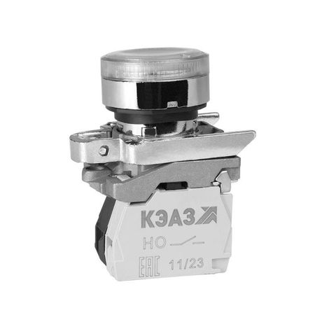 Кнопка КМЕ4511мЛС-220В-белый-1но+1нз-цилиндр-индикатор-IP54 | 354468 КЭАЗ