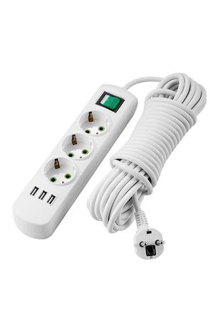 Удлинитель 3х5м с заземл. Letitia USB выкл. LEZARD 721-0305-302U