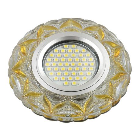 Светильник декор.встр Luciole DLS-L149 GU5.3 GLASSY/LIGHT GOLD доп.LED подсветка 3Вт, стекл,зерк./прозр.+светло-желтый. | UL-00003903 Fametto